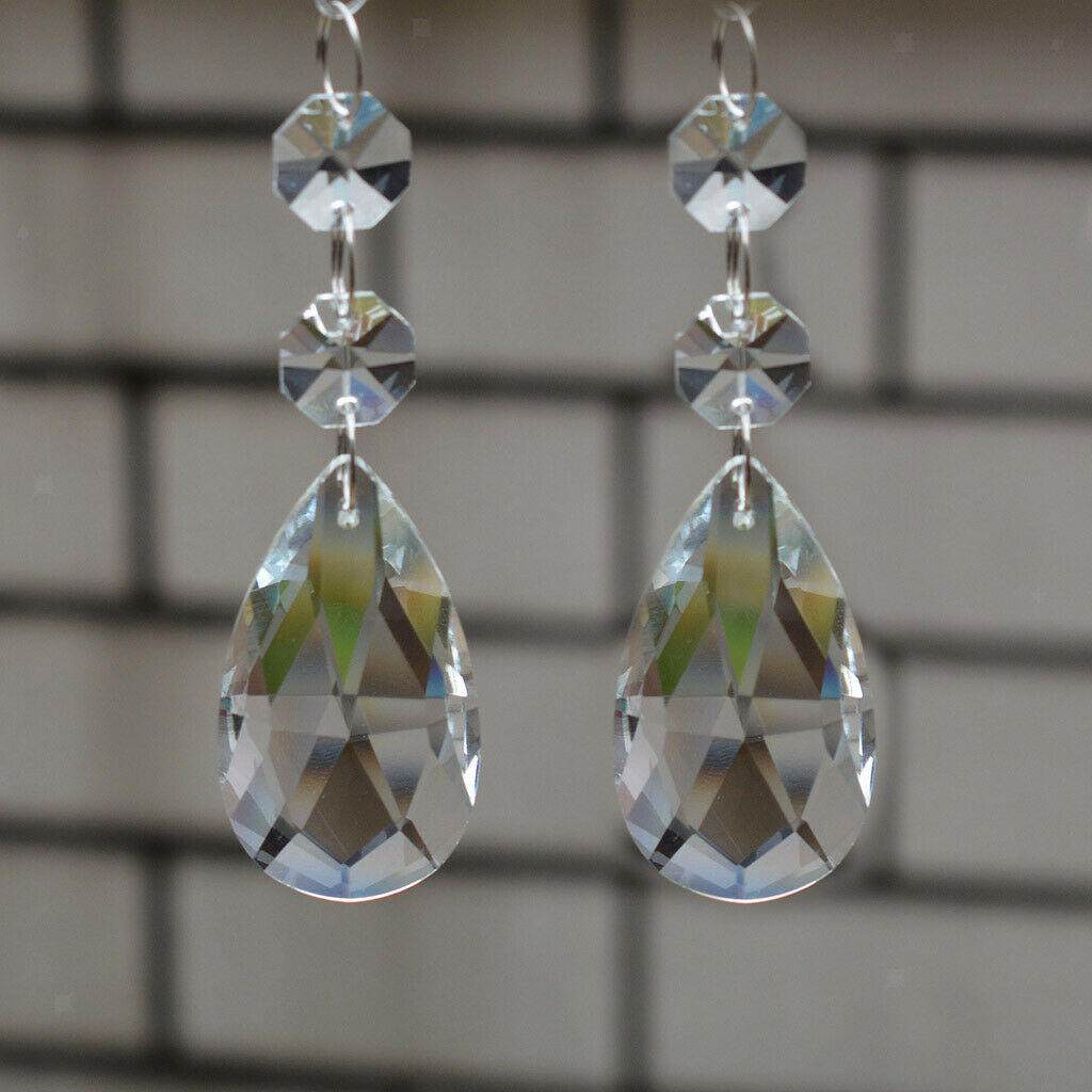 10 Pack Chandelier Crystals Hanging Pendant, 38mm Clear