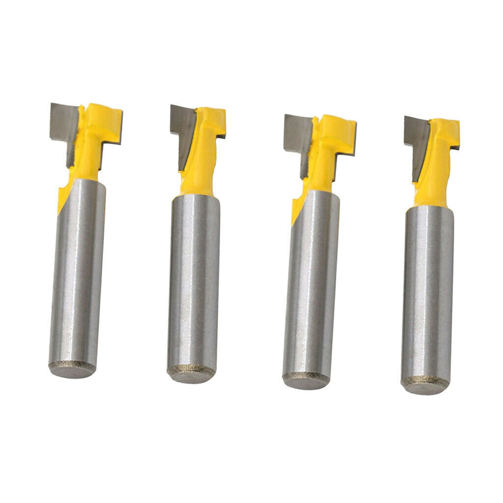 4 Pieces 8mm Shank Keyhole T-Slot Woodworking Cutter Router Bit 1/2" & 3/8