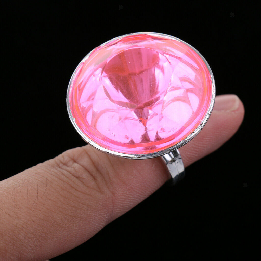 5 Pieces Colorful Plastic Diamond Rings Party Favor Toys For Kids Children