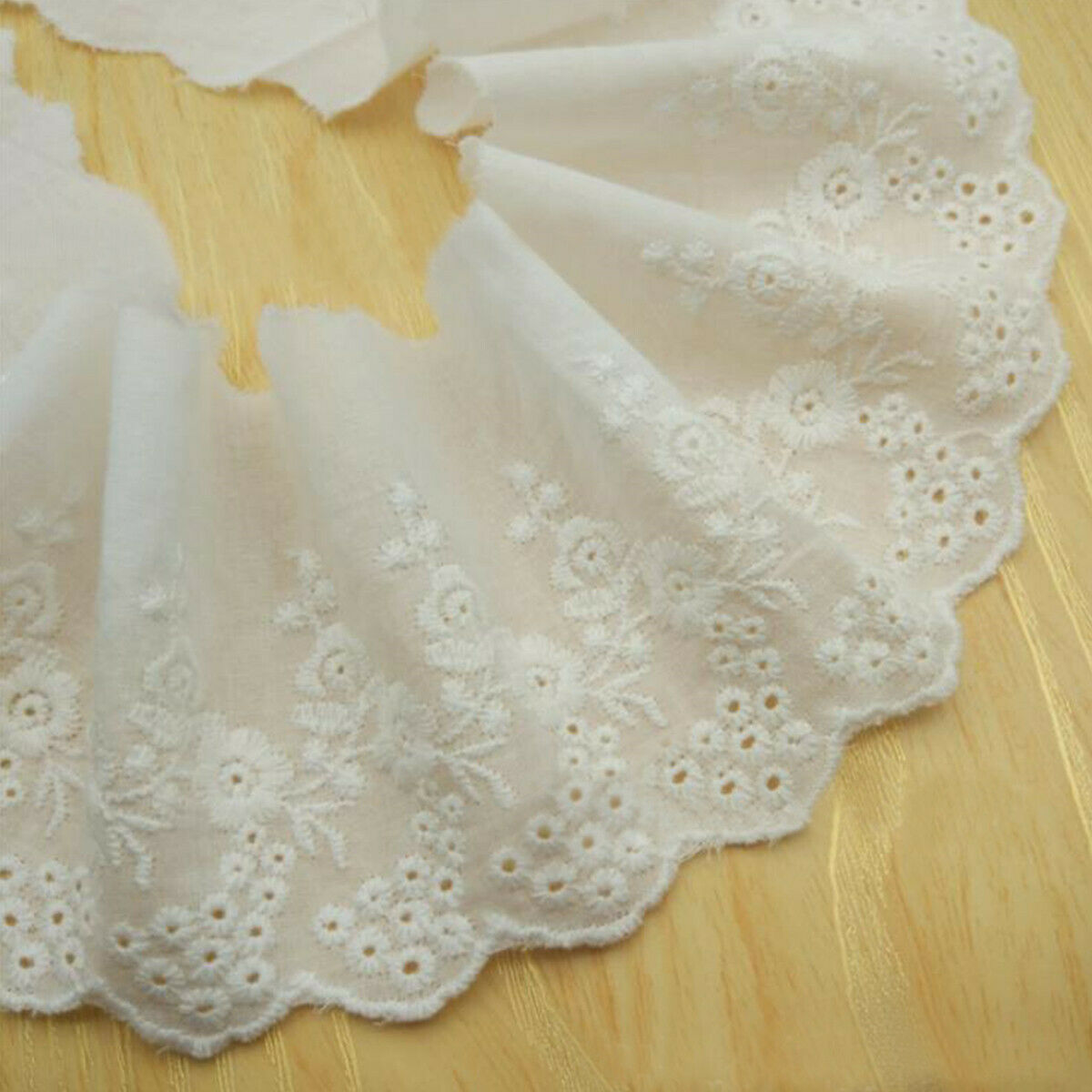 1Yd Embroidery Trim Floral Cotton Lace Ribbon Wedding Fabric Clothing DIY Sewing