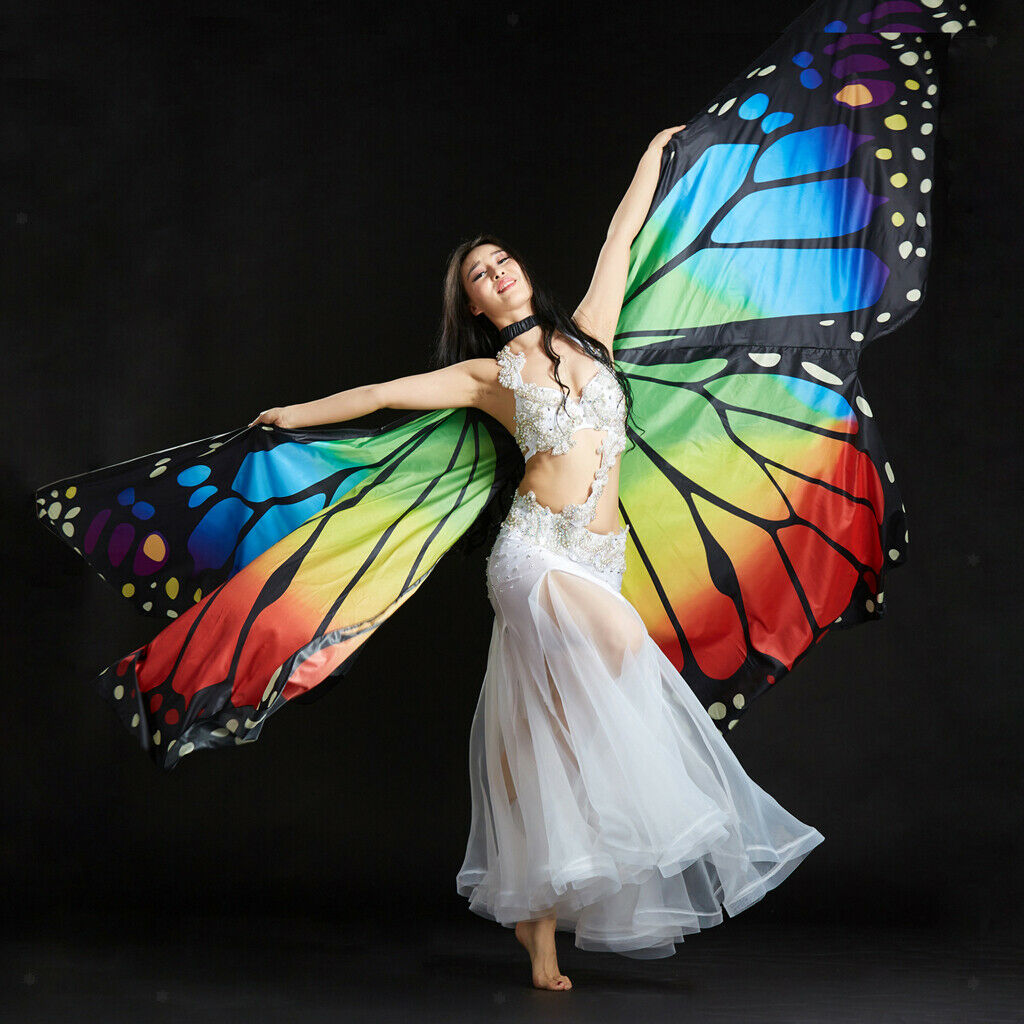 Ladies Adults Egypt Belly Dance Colorful Butterfly Angel Isis   Costume