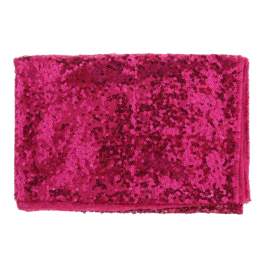 Sequin Tablecloth for Wedding Party Banquet Table Cover 130x50cm Rose Red