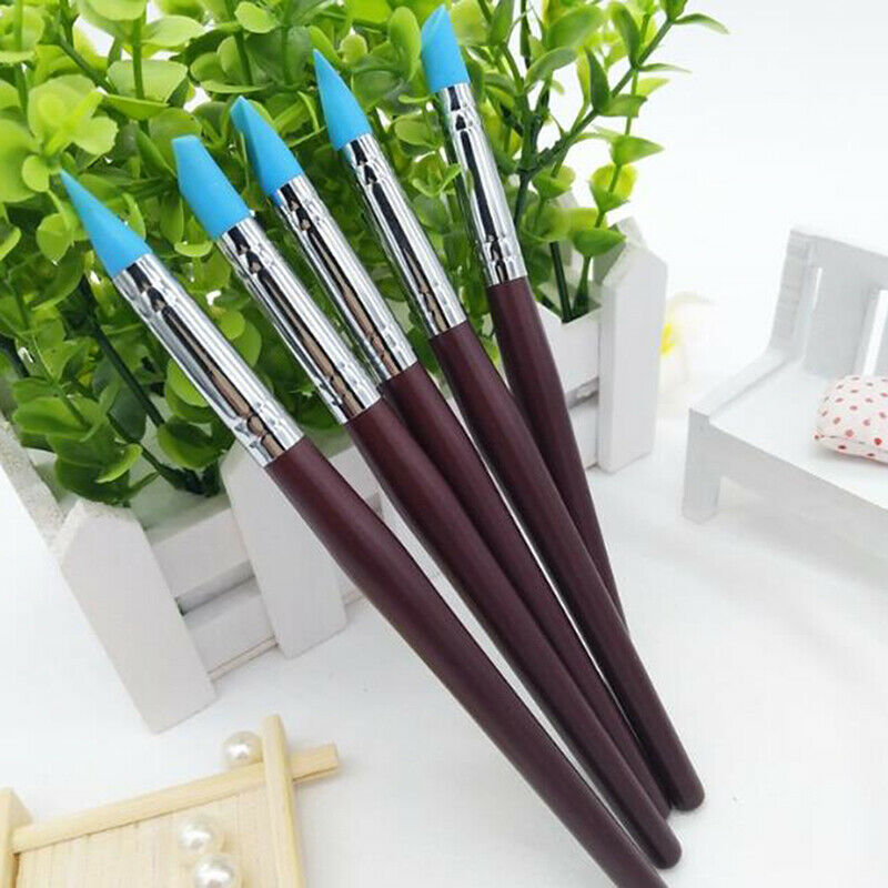 5PCS/set Wood Handle Silicone Rubber Clay Modelling Pottery Tools For DIY.l8
