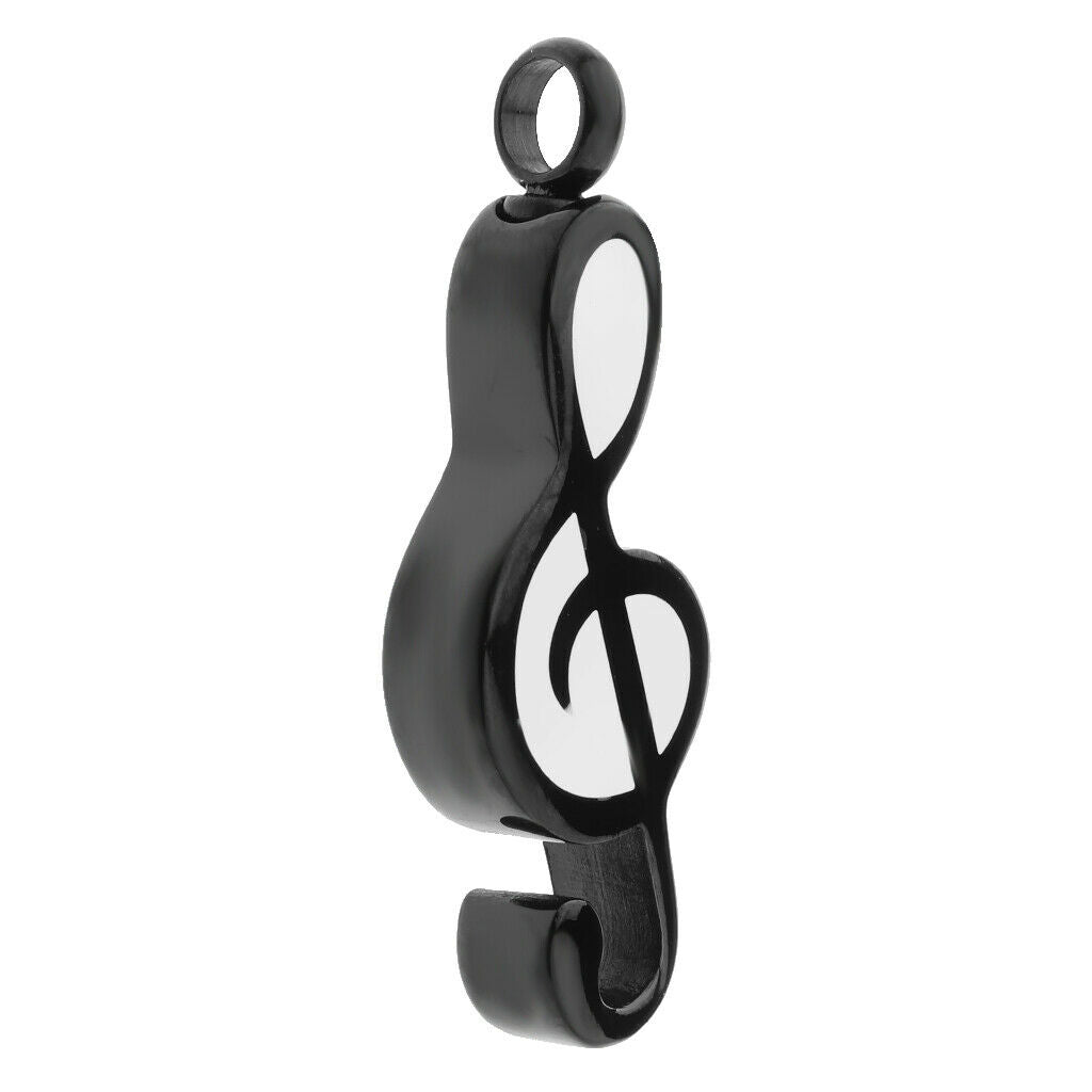 Music Note Urn Pendant Ash Stainless Steel Cremation Jewelry Black White