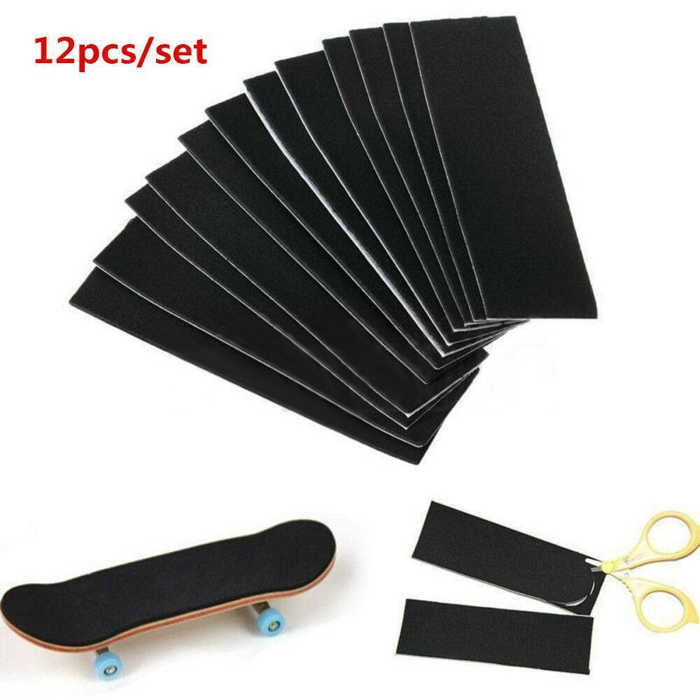 12PC Self-adhesive Foam Grip Tape Uncut Stickers Black For Wooden Fingerboard