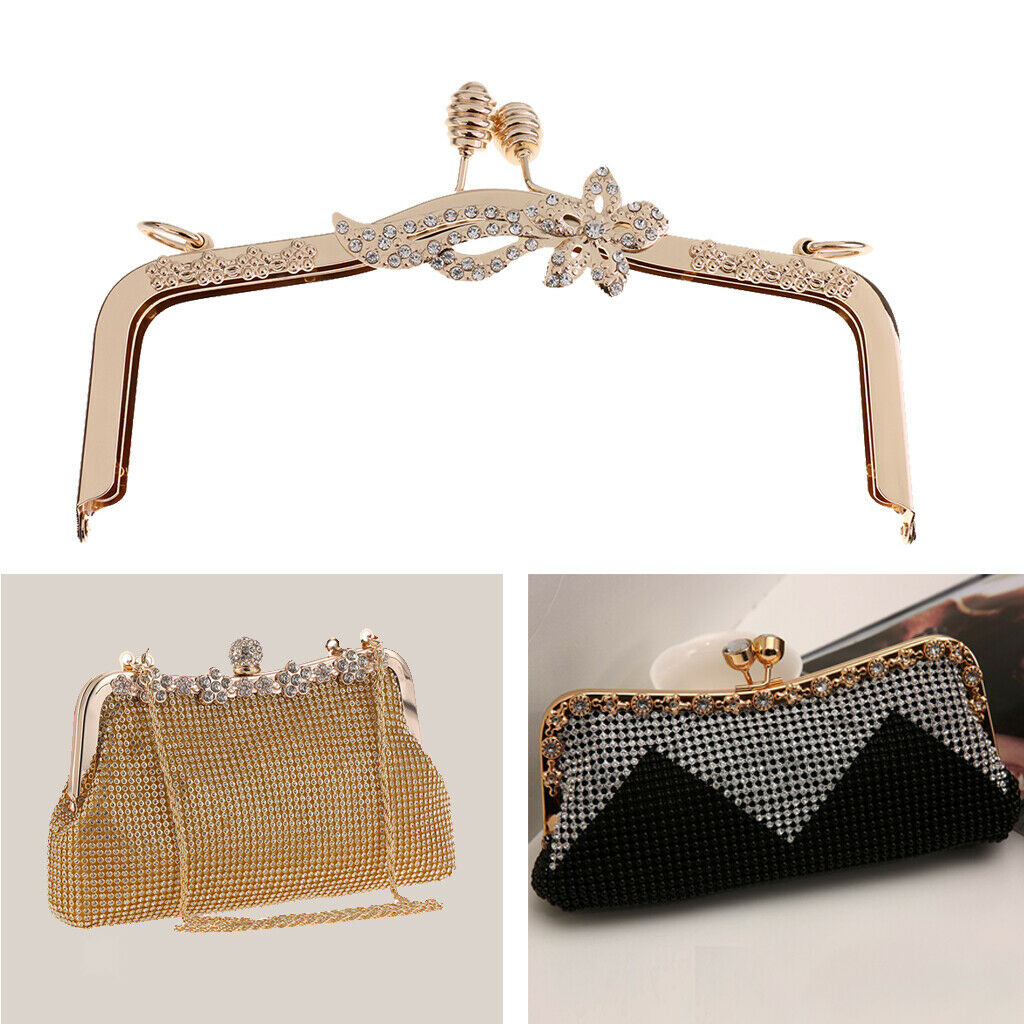 DIY Purse Handbag Handle Coin Bags Metal Kiss Clasp Lock Flower Frame 20.5cm
