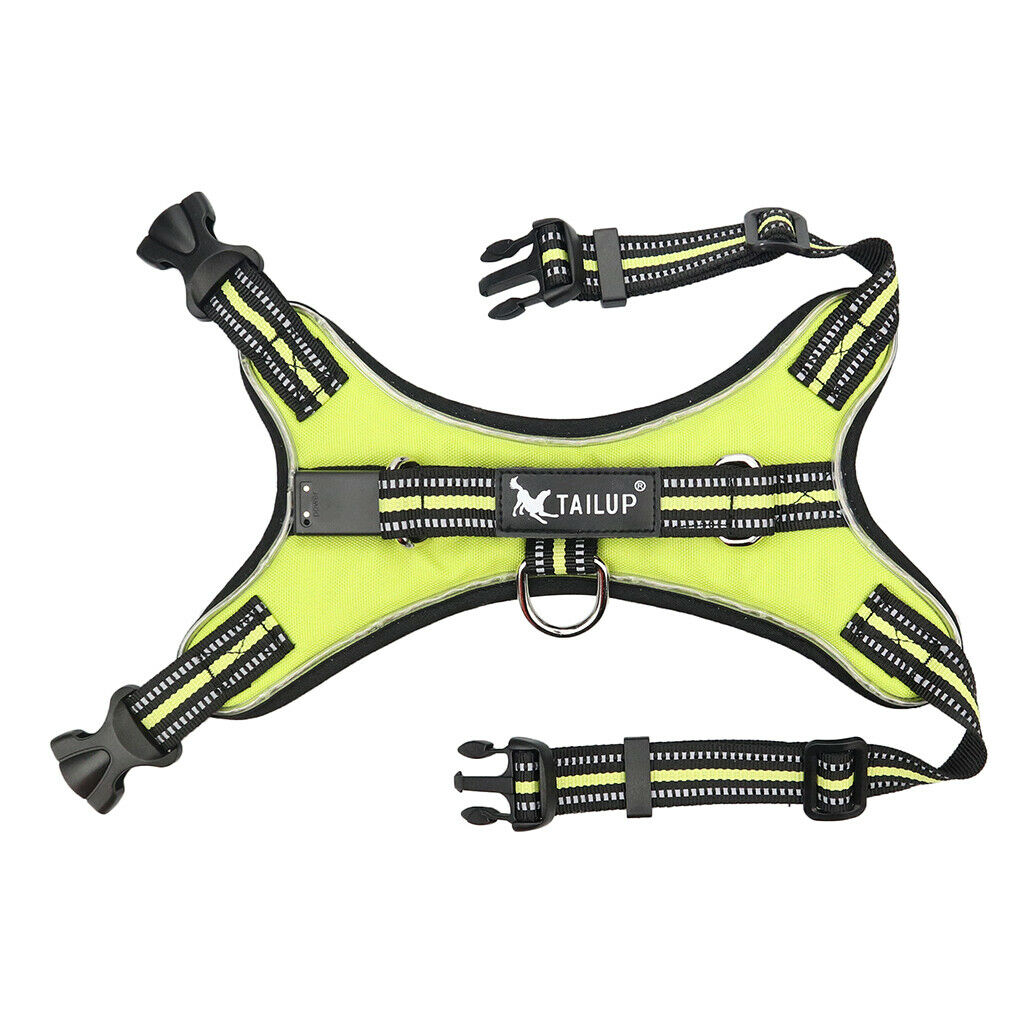 LED Dog Puppy Luminous Harness Soft Reflective Breathable Vest  Green XXL