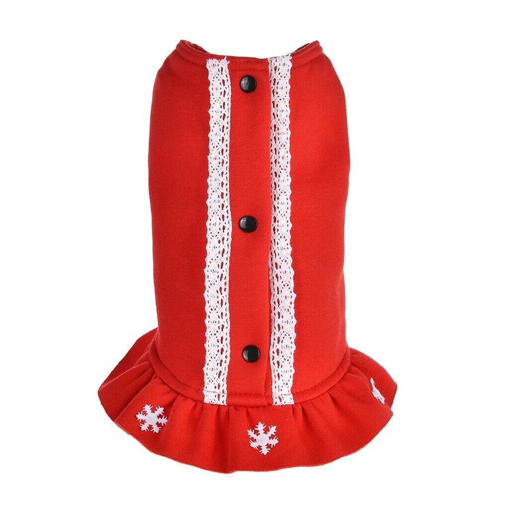 Snow Flake Pattern Puppy Warm Jacket Dogs Costume Teddy Dress Clothing Red S