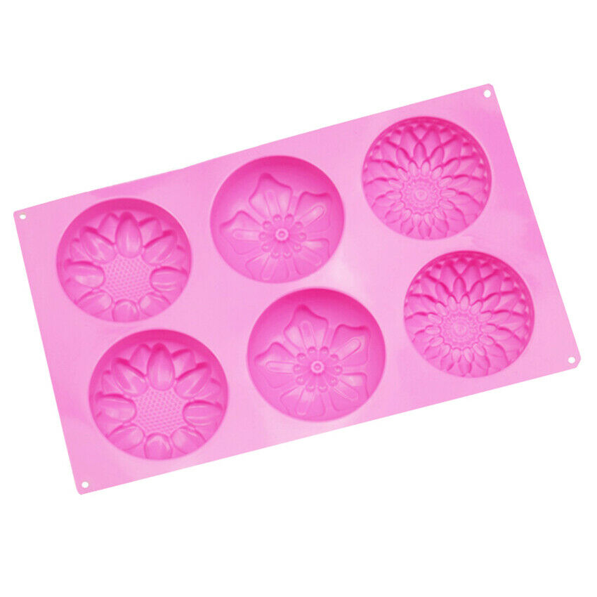 6 Cavity Flower Shaped Silicone DIY Handmade Soap Candle Mold Craft Baking