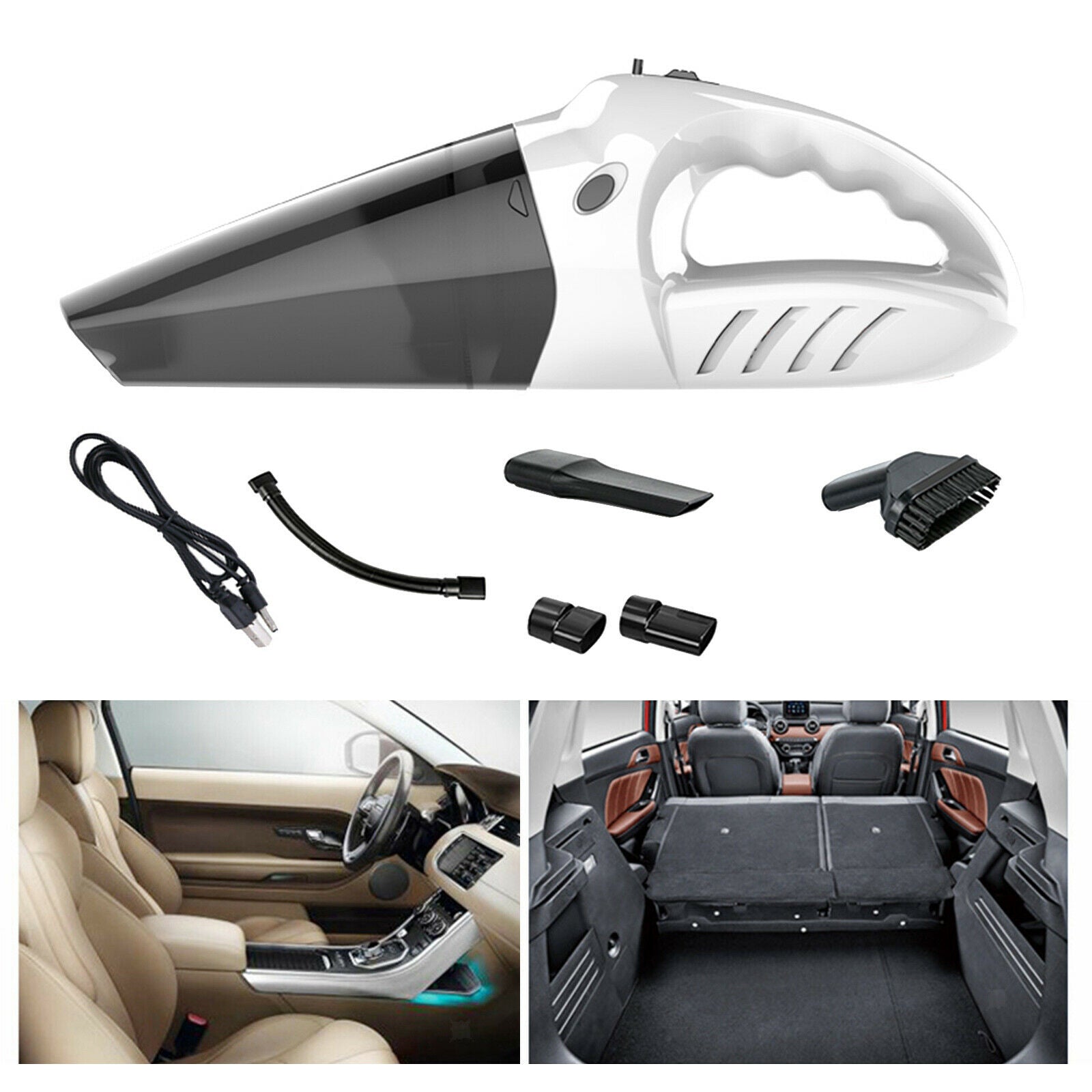 Cordless Vacuum Cleaner Car Truck Duster Machine Rechargeable White