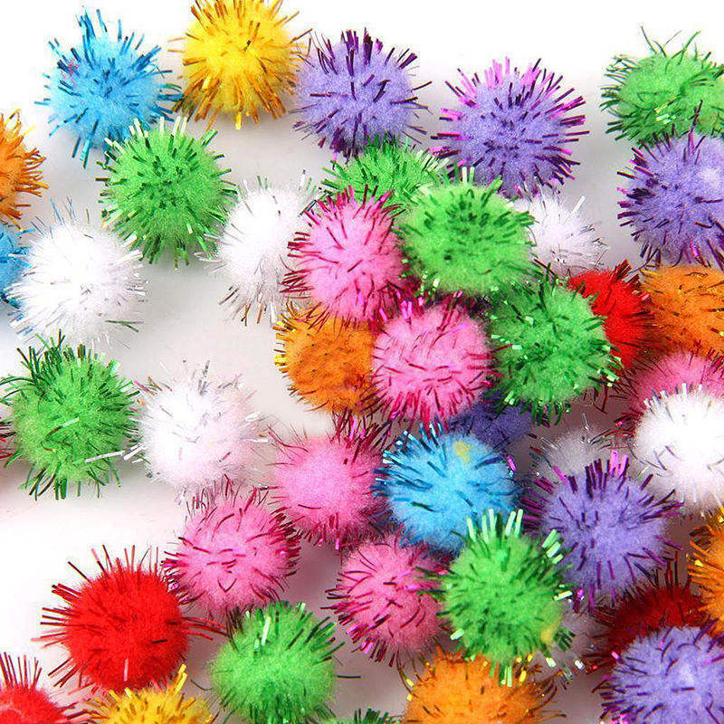 Lots 100 Birds Cage Play Pompom Balls Toys For Cat Birds Kitten Parrots