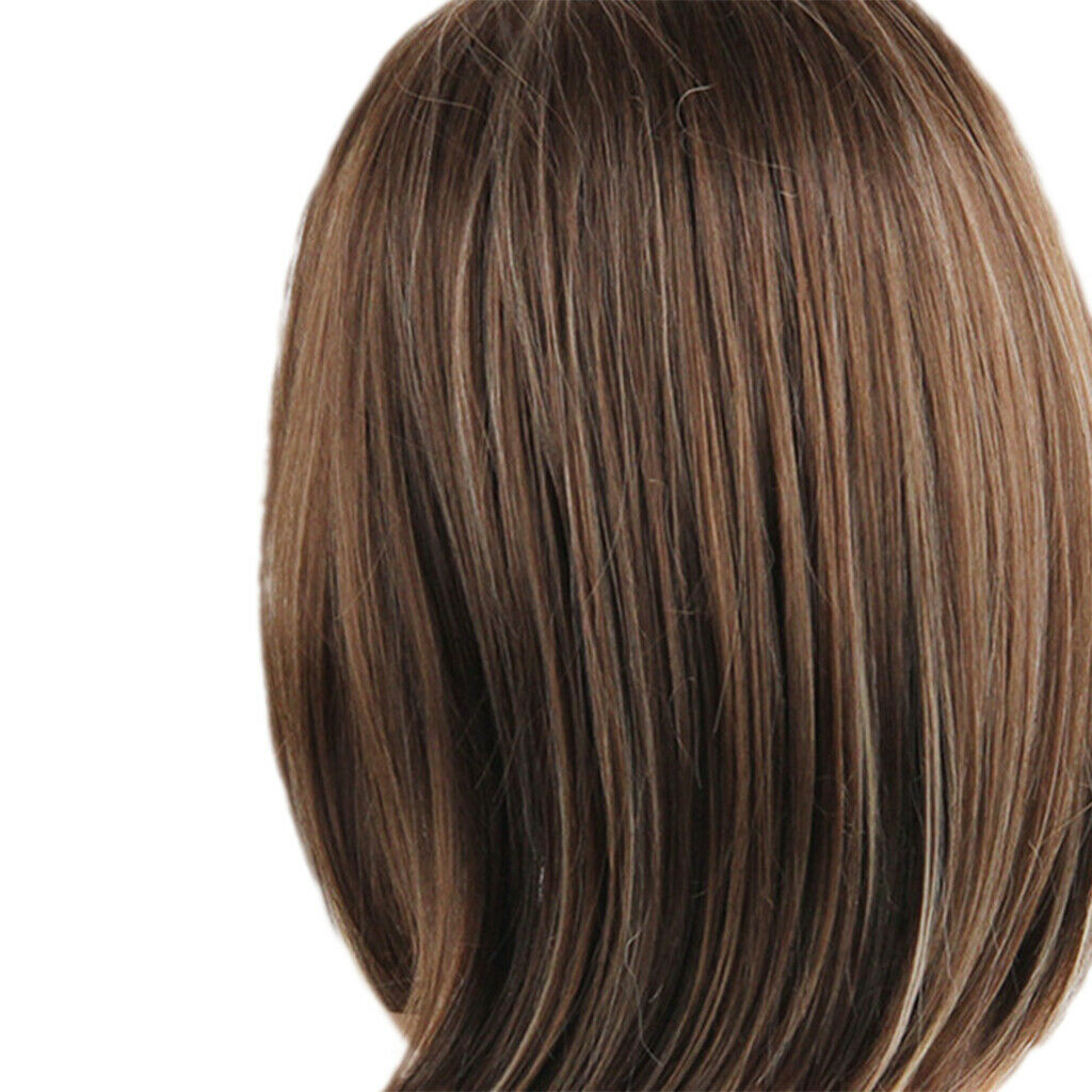 14inch Grey Ombre Brown Hair Wig Synthetic Short Straight Fashion Women Bob