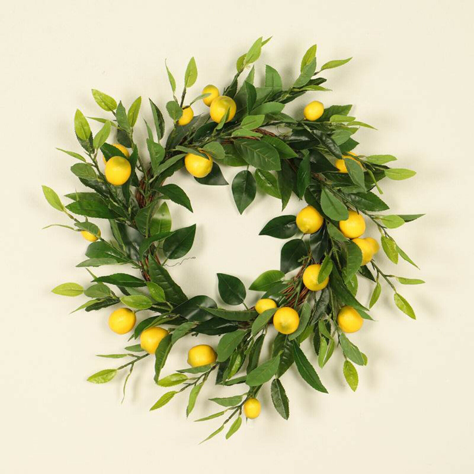Artificial Lemon Wreath Yellow Hoop for Front Door Home Wedding Festival