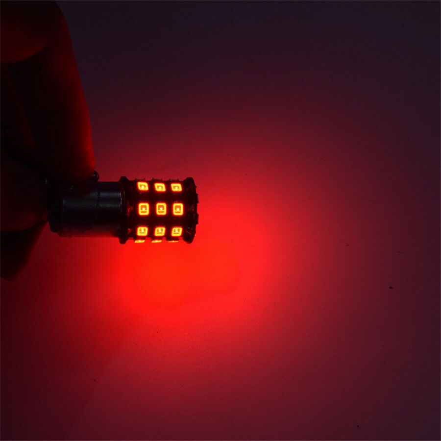 1 Pair BA15S P21W Pure 1156 Red LED Strobe No Delay for Tail Brake Stop Lights