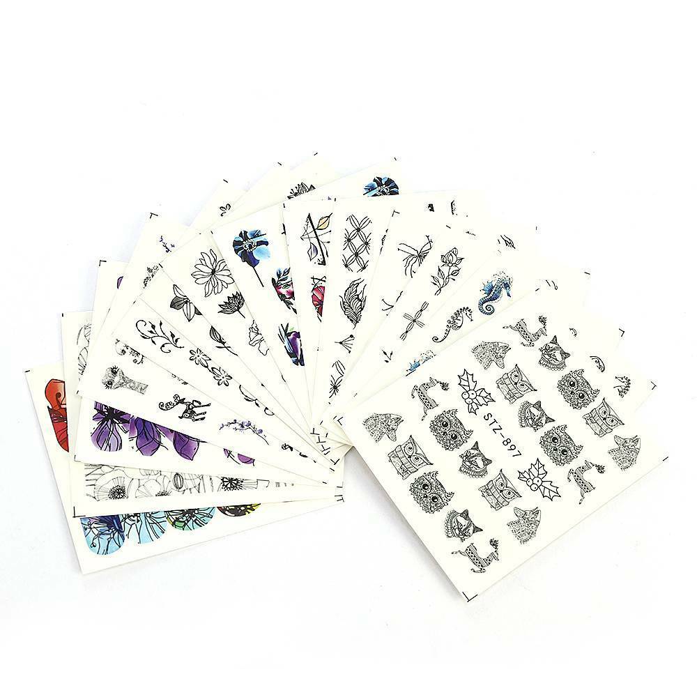 14X Nail Art Water Transfer Stickers Butterfly Flower Design Decals Manicure DIY