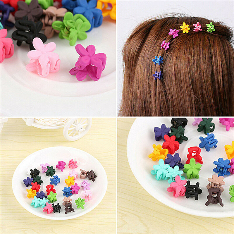 30X Mix Colored Girl Kid Baby Mini Flower Hair Claw Jaw Clip Hair Accessor.l8