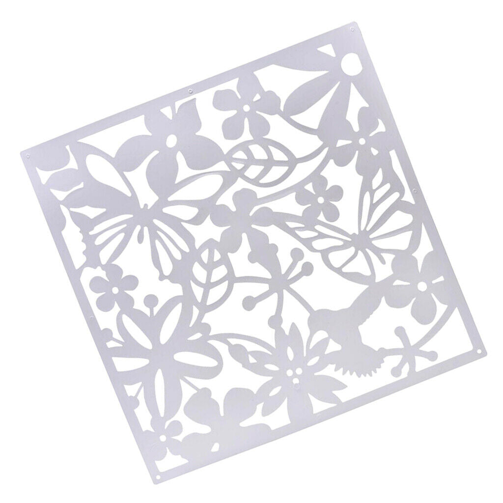 4pcs Butterfly Flower Hollow Panel for Living Room Hotel Decor 40x40cm White