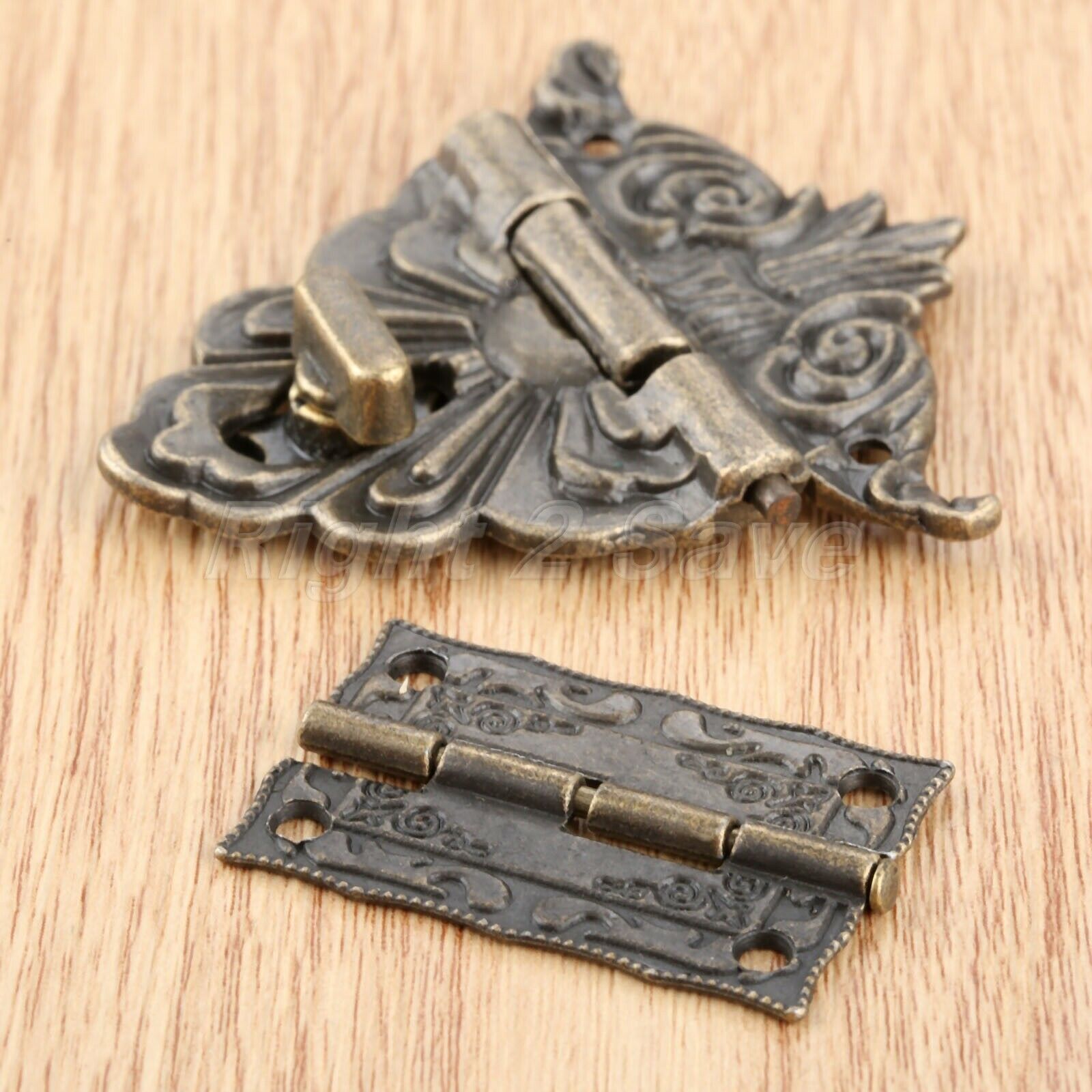 European Style Chest Suitcase Jewelry Box Latch Clasps Trinket With 2pcs Hinges