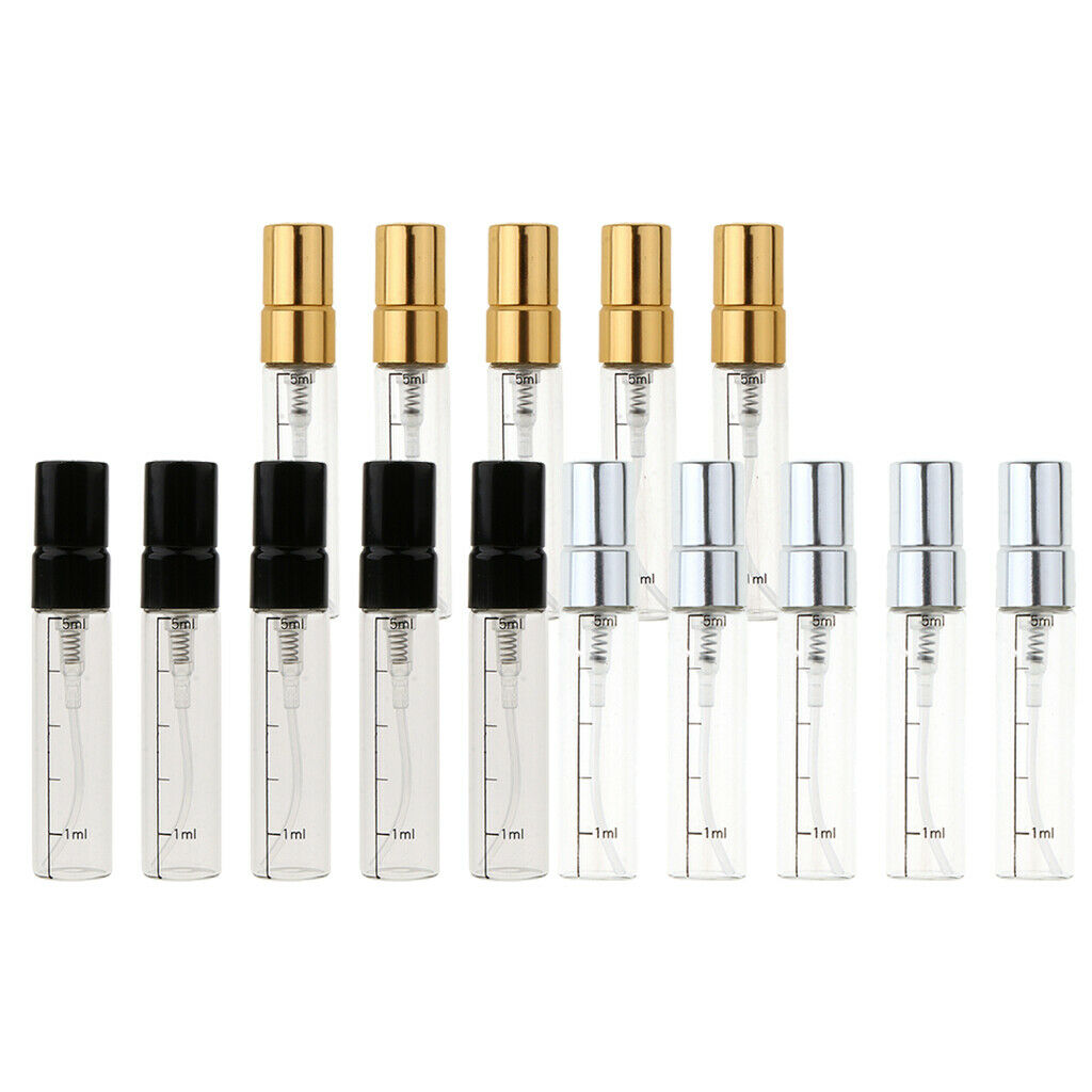 15Pcs/set Empty 5ml Refillable Perfume Bottles Pump Spray Tube Glass Vials