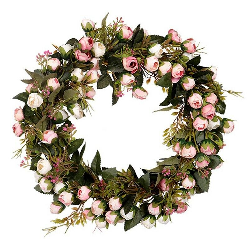 Artificial Rose Flower Wreath Ornament Sp Wreath for Front Door Wedding PartG8O9