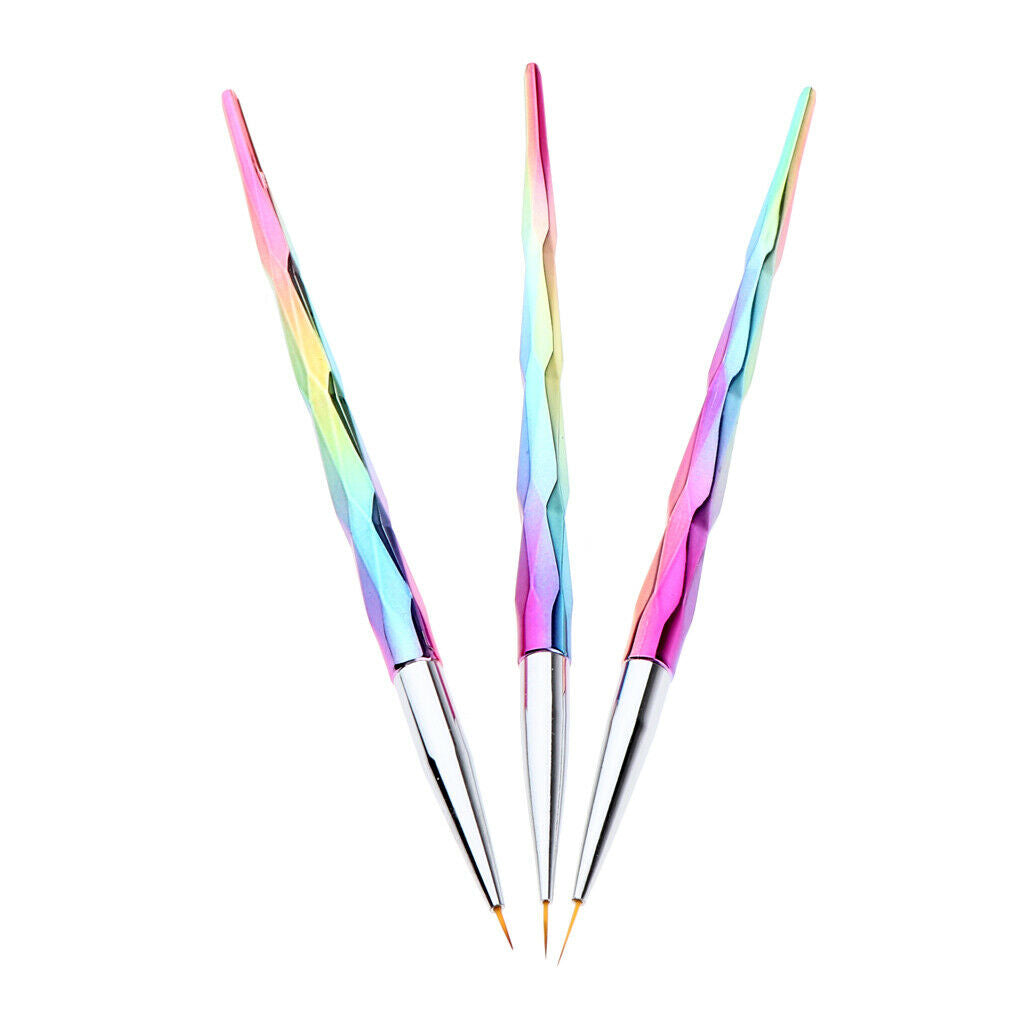 3-Pieces Professional Nail Art Brush Fine Detail Painting Pen for False Nails UV