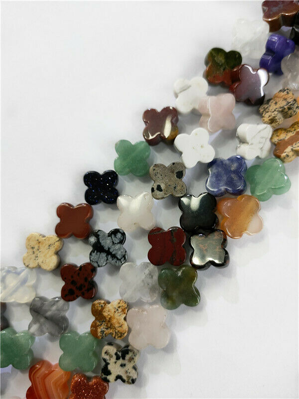 1 Strand 14x4mm Multicolor Mixed Stone Clovers Spacer Loose Beads 15.5" HH189