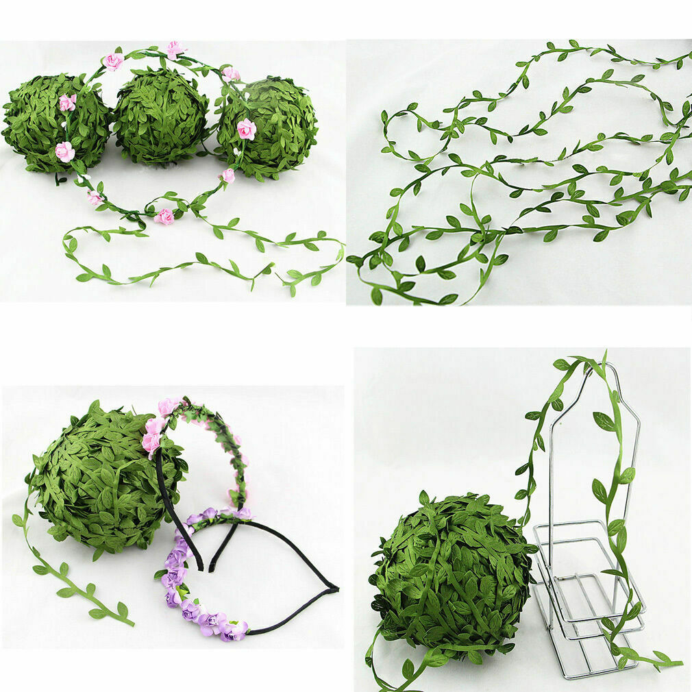 10M DIY Garland Green Leaf Wire Vine Rattan Artificial Flower For Diy Wreath