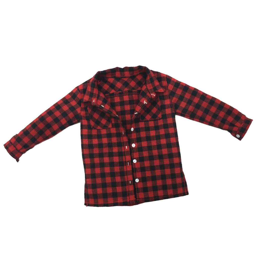1/6 Male Red Plaid Casual Shirt Clothes for 12inch TBLeague BBI Dress up