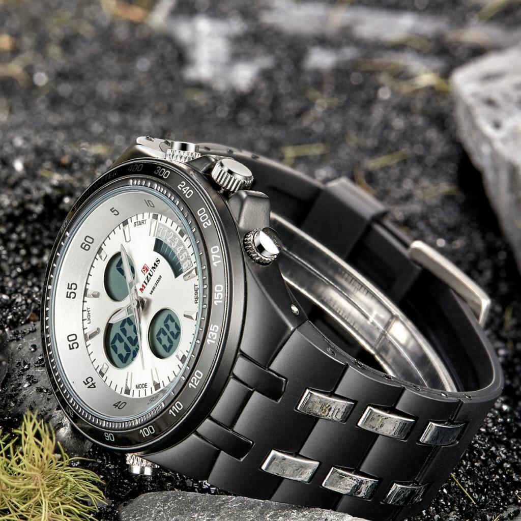 Double Movement Sports Watch Waterproof Large Dial Quartz Wristwatch White