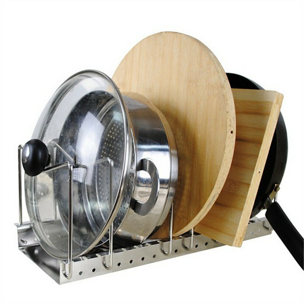 304 Stainless Steel Pot Lid Rack Pan&Cutting Board Holder Organizer for Kitchen