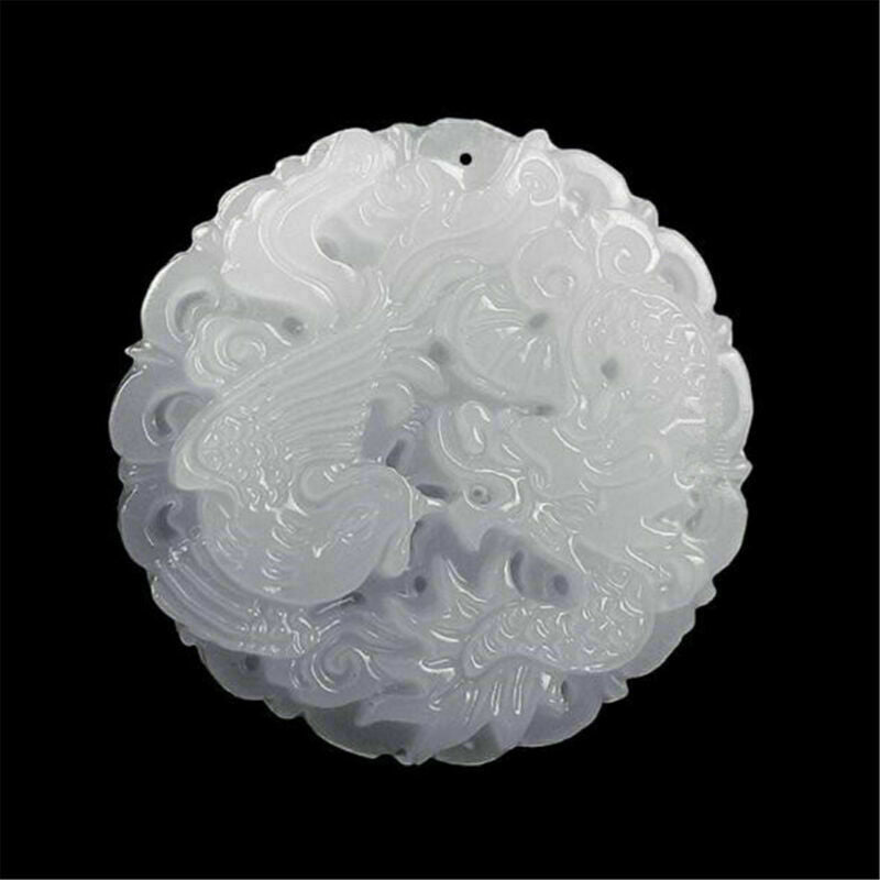Old Chinese Ancient Natural White Hetian Jade Hand-carved Dragon Phoenix Pendant