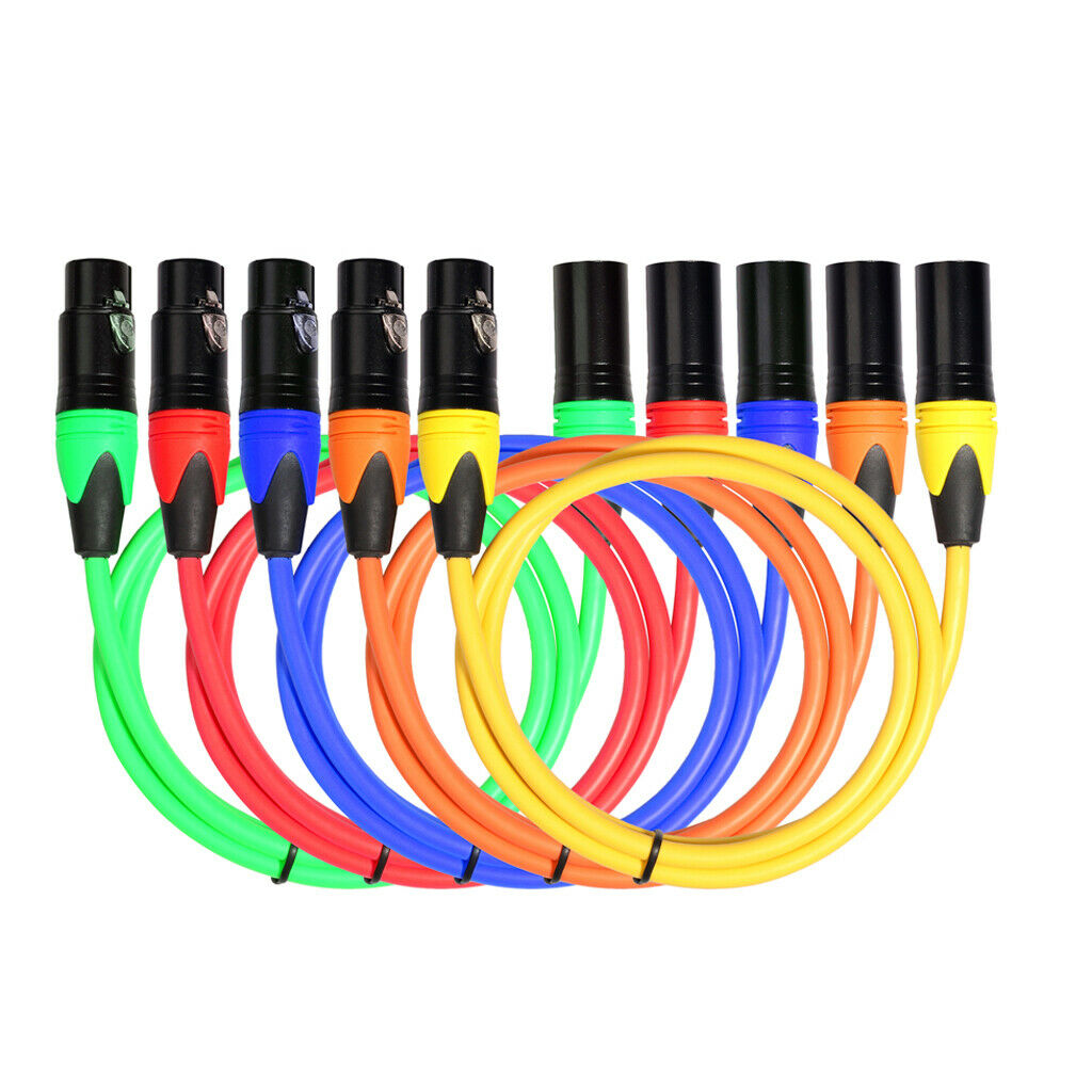 5pcs Microphone Cables 3-pin XLR Female To XLR Male Plug 1m