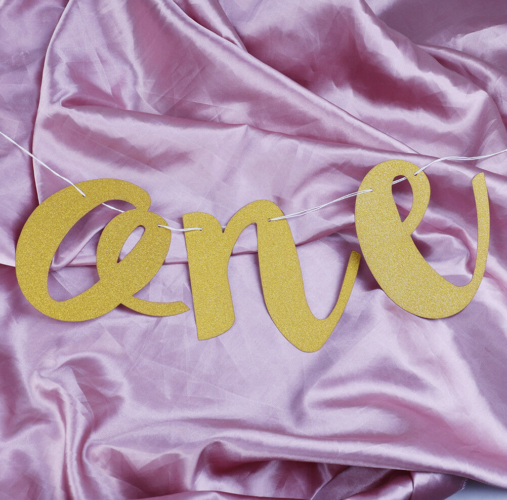 Glitter one Banner Girl Boy 1st Birthday High Chair Baby Shower Party Deco.l8