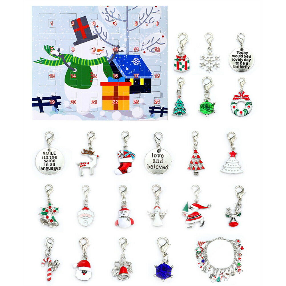 Christmas Countdown Calendar DIY Charm Bracelet Making Kit for Girls Women Gift