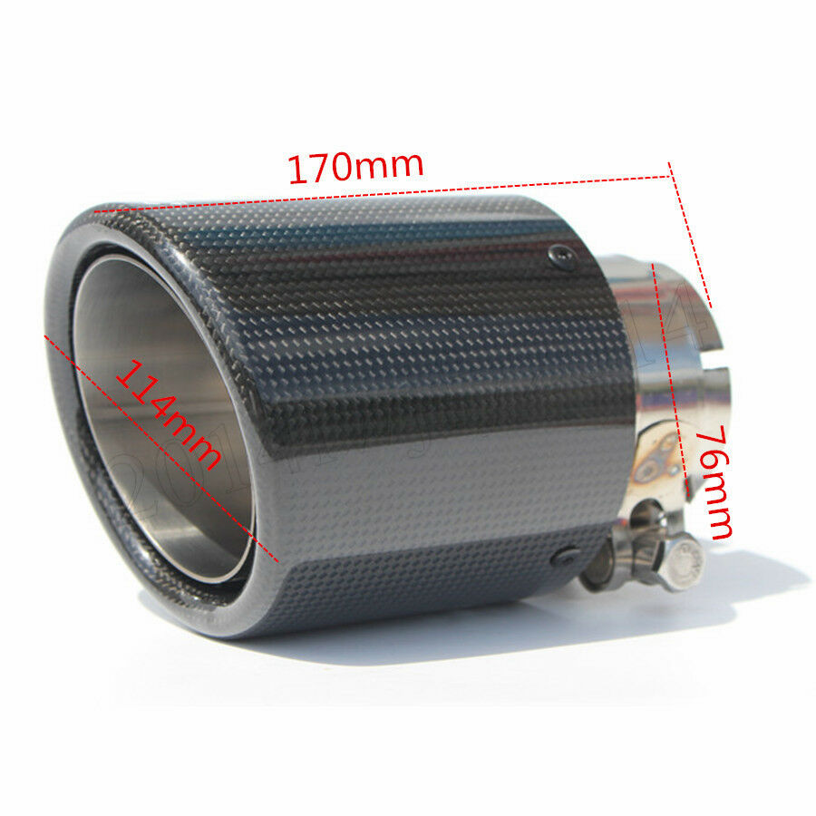 Inlet 3" 76mm Outlet 4.5" 114mm Carbon Fiber Glossy Exhaust Tips Muffler Pipe
