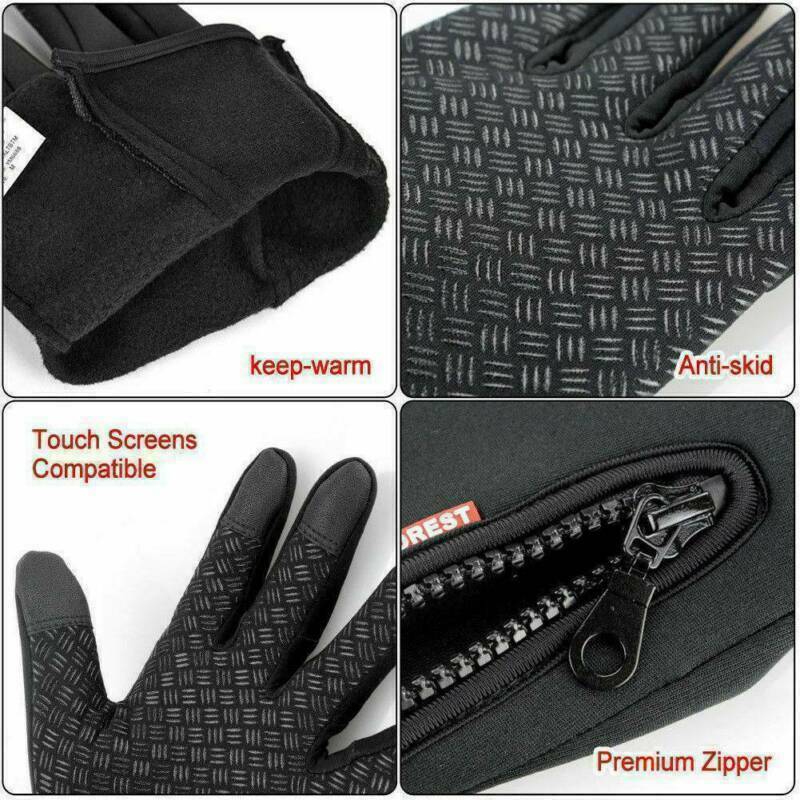 Black Men's Winter Warm Windproof Waterproof Thermal Touch Screen Ski Gloves