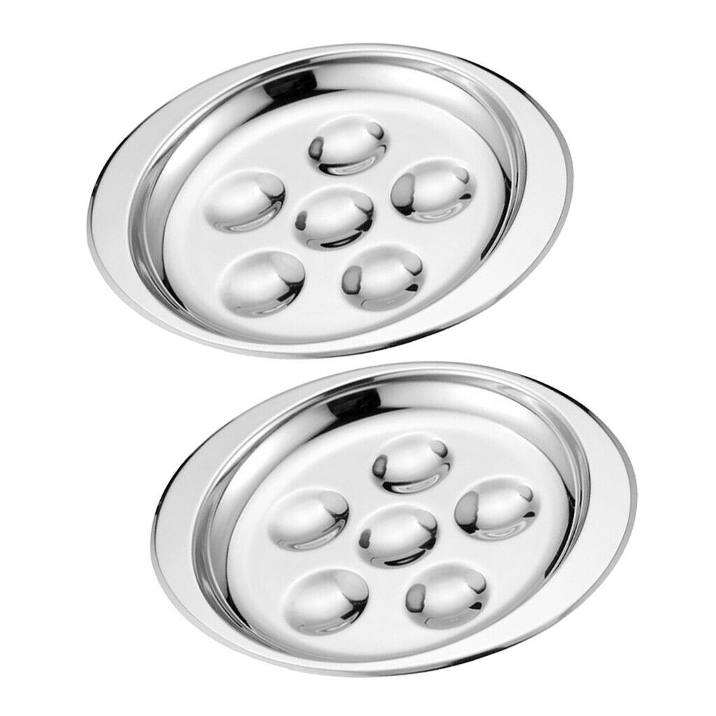 2x Stainless Steel French Escargot Baking Plate Mushroom Snail Dish Set