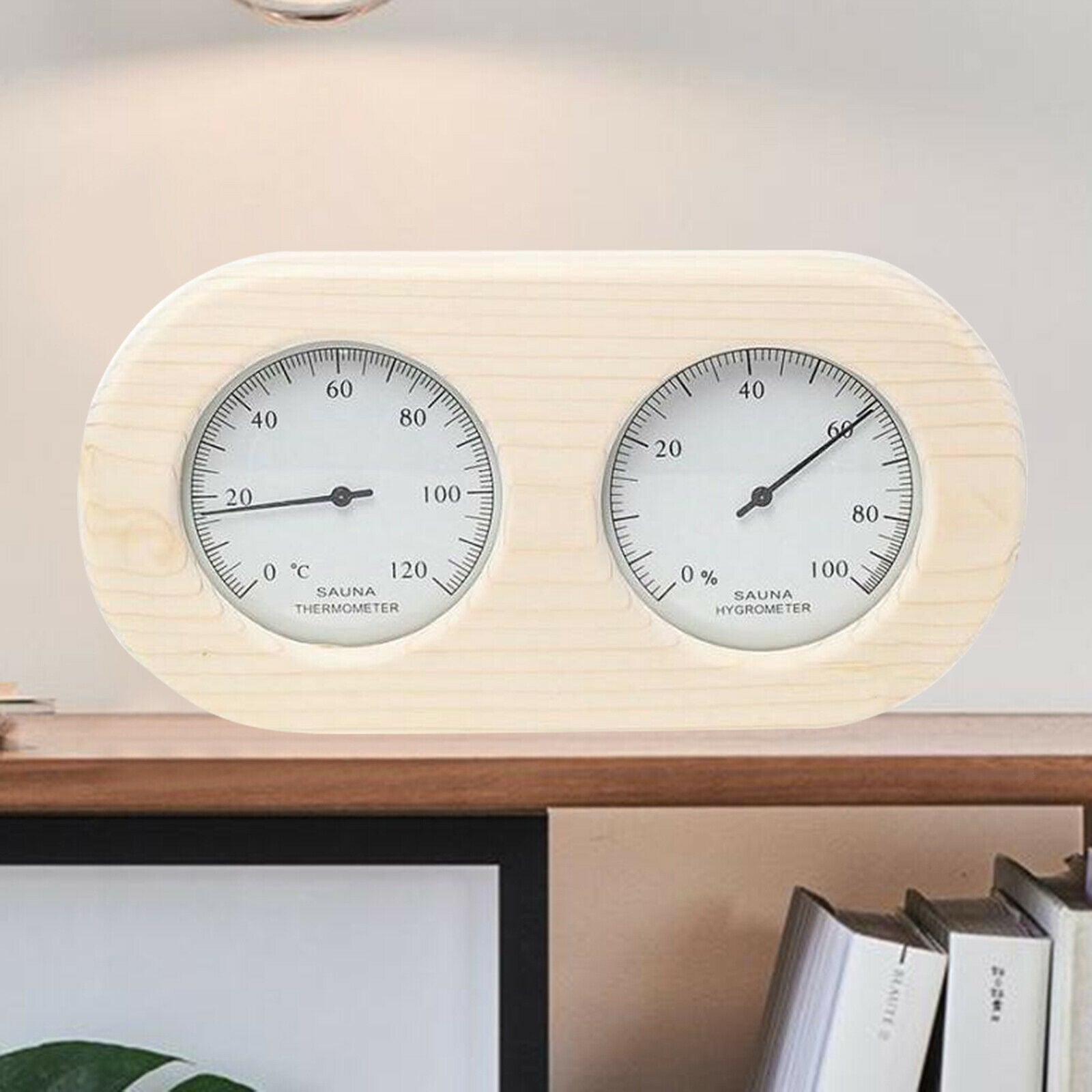 2-in-1 Indoor Wood Thermometer Hygrometer Sauna Room Steam Room Accessories
