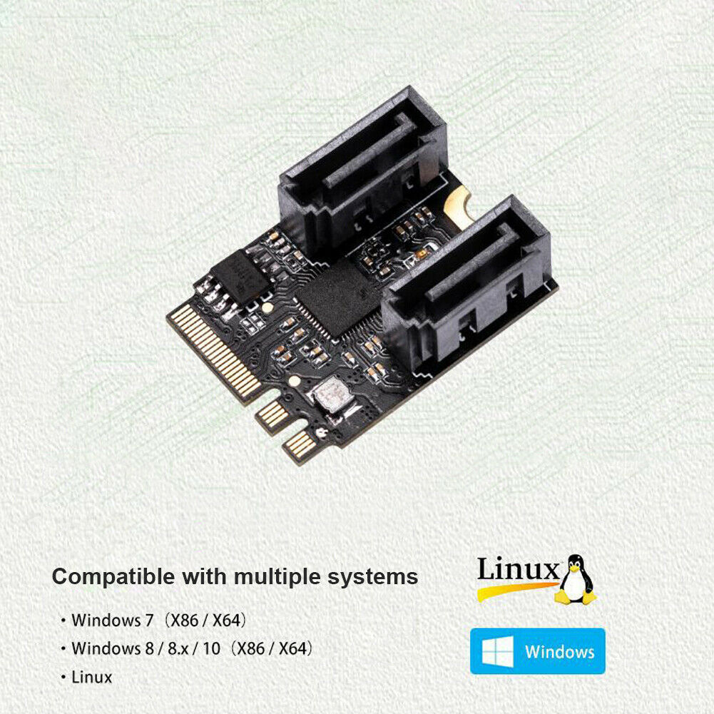 M.2 A Key + E Key to 2 Ports SATA III Revision 3.2 Adapter Card Driver Free