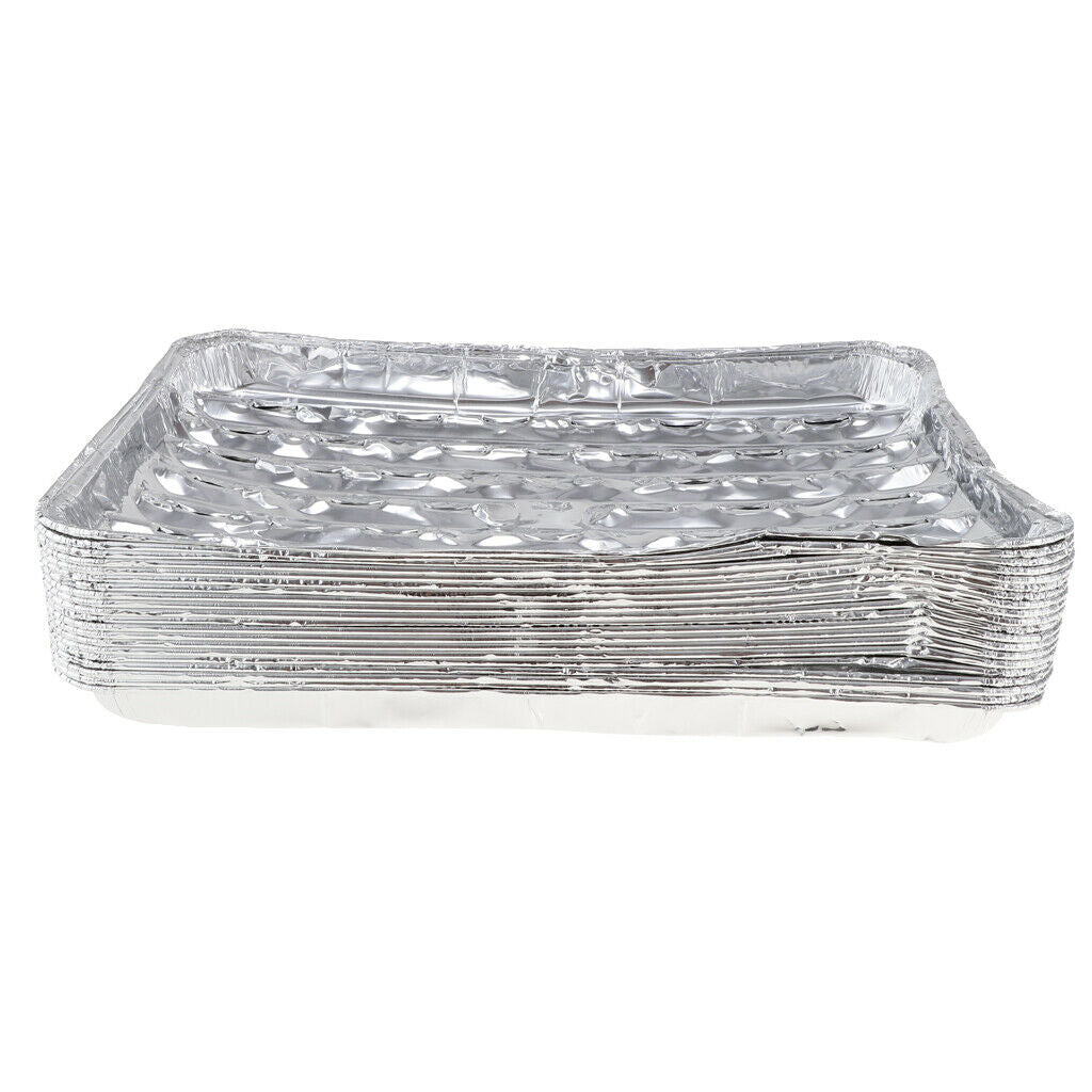 Set of 20 Disposable Aluminum Foil Pan Meat Sea Food Vege Roasting BBQ Spare