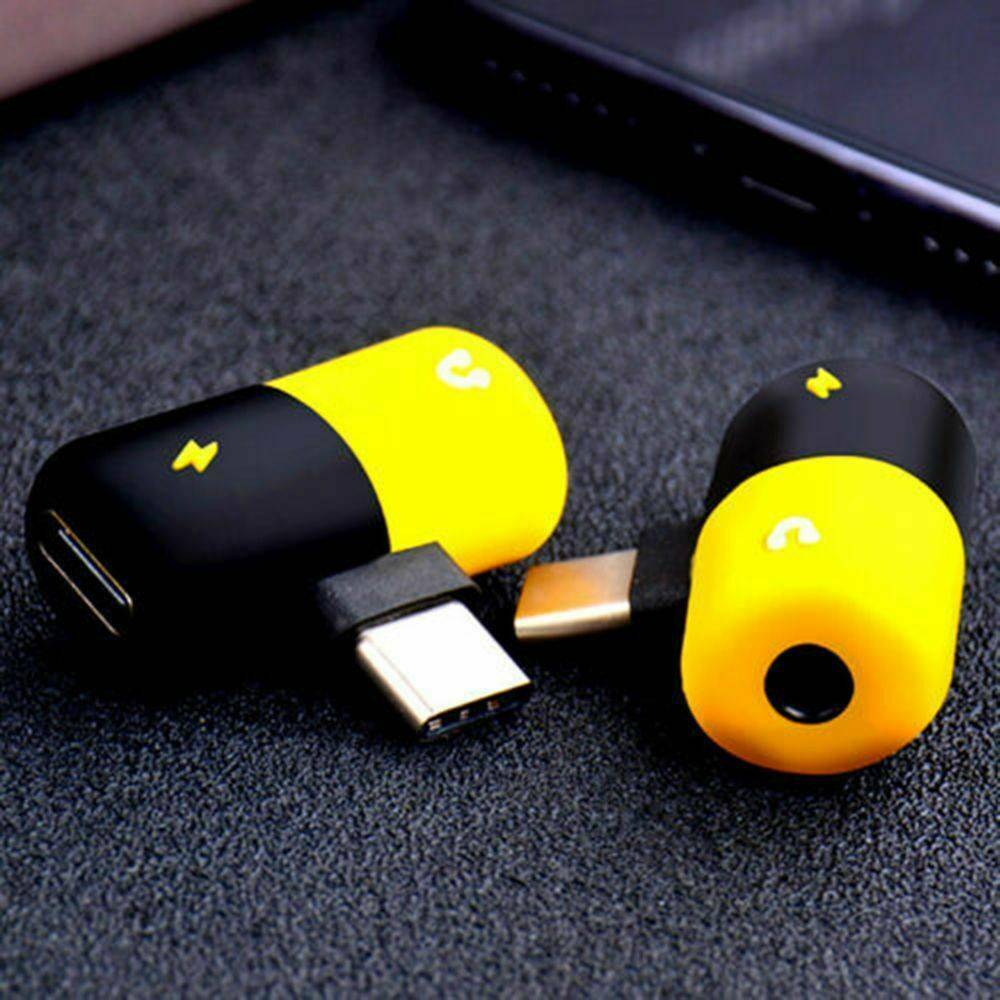 Mini Capsule Pill Shape Charging Type C to Earphone 3.5mm Audio Adapter Splitter
