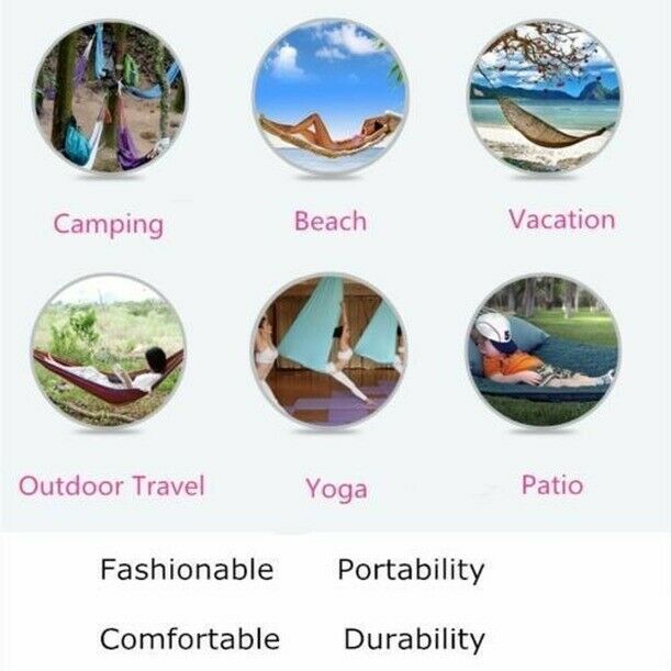 Double Person Hammock Travel Sleep Swing Camping Outdoor Parachute Portable