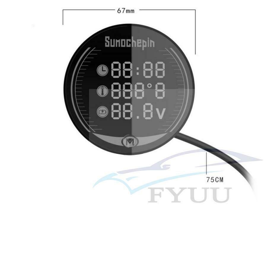 9-24V 5in1 Night Vision Motorcycle Voltmeter volt gauge Thermometer volt meter