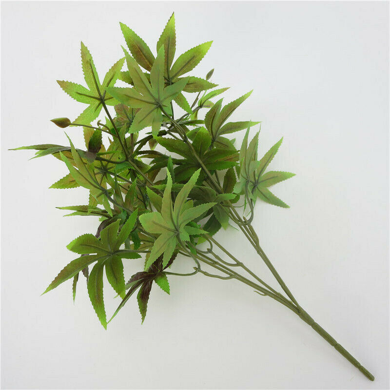 Artificial Green Maple Leaves Branch Vines Leaves Potted Floral Decor Yellow