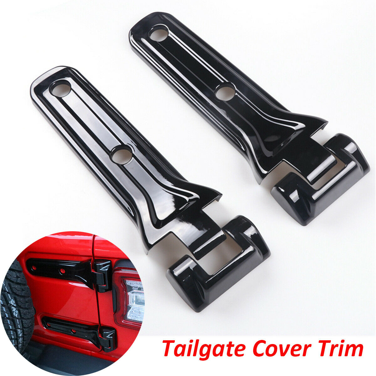 2 Pieces ABS Black Tailgate Spare Tire Hinge Cover For Jeep Wrangler JL 2018+