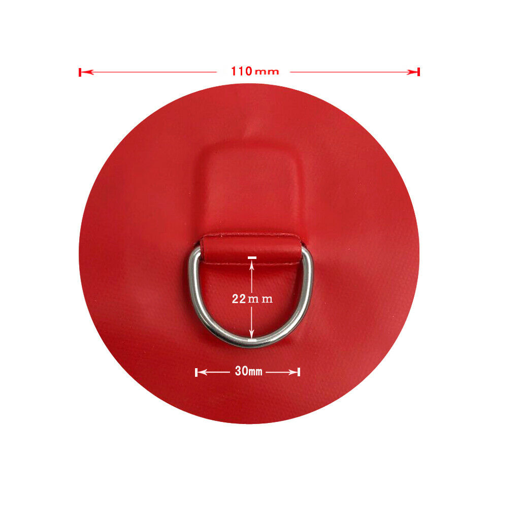 Quality 4"Stainless Steel Inflatable Boat Kayak Dinghy D-RINGS PVC Patch RED