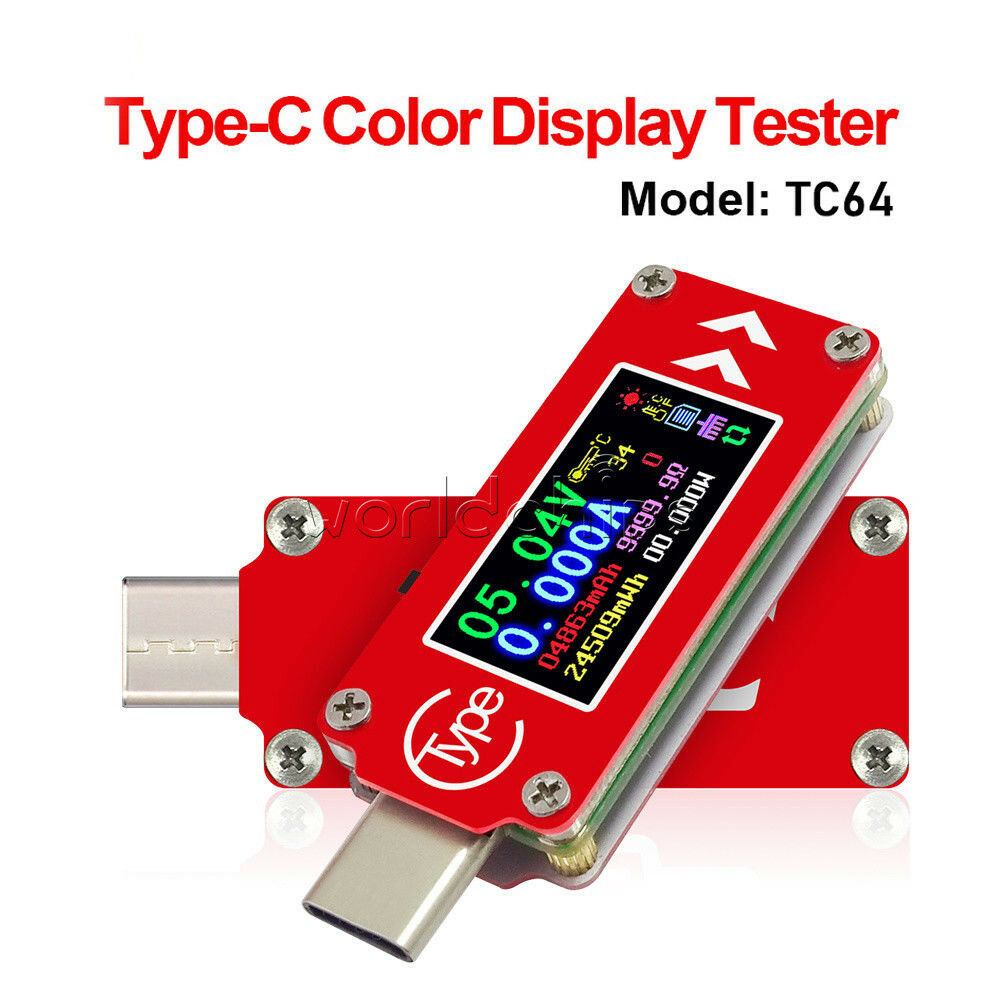 0.96" TC64 Type-C USB LCD Display Voltmeter Ammeter Voltage Current Power Meter