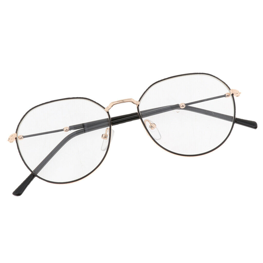 Simple Myopia Metal Glasses Frame Sunglasses Frame fo Women Men Black+Golden