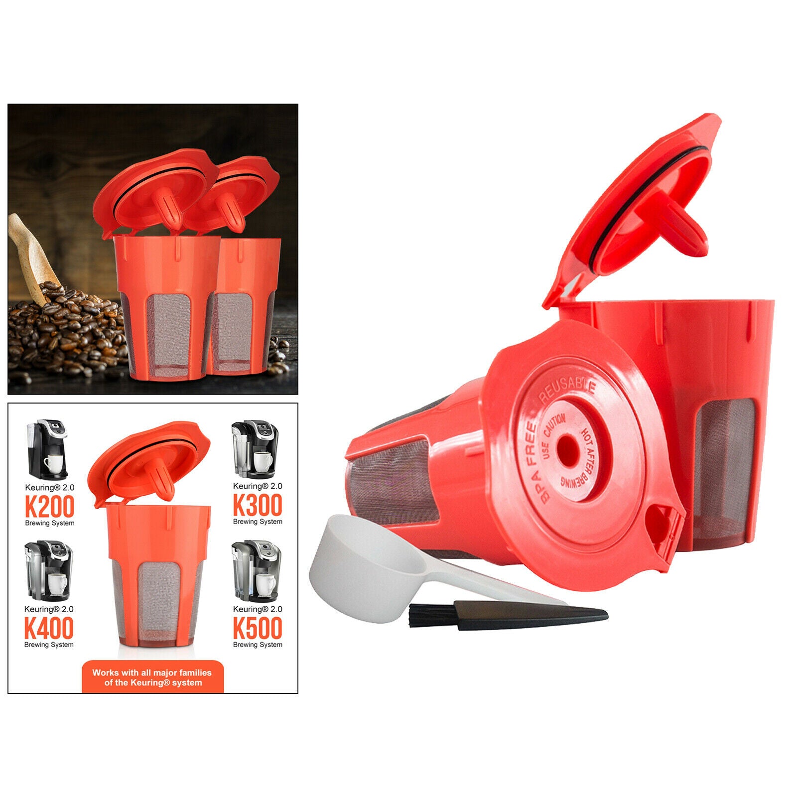 2x Reusable K Cups Refillable Kitchen Accessories for K500 K400 K300 K200