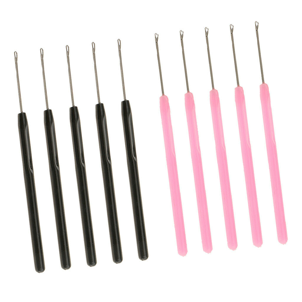 10 Salon Pulling Hook Loop Needle Tools for Micro  Hair Extensions Braid
